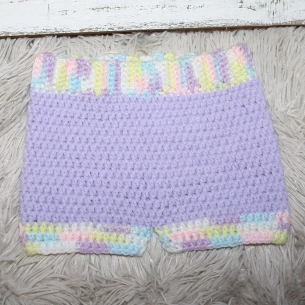 🟣 PURPLE CROCHET DIAPER COVER · 3–6 MO 🟣
